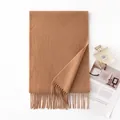 Premium Kaschmirschal in Kamel mit Quasten für Herbst und Winter - Camel