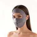 Premium gray mulberry silk full face sun protection facekini mask for outdoor skin care - One Size / Silver Gray (9675-5)