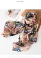 Elegant mulberry silk scarf featuring colorful floral print for spring and summer - 176*110cm / Diamond Purple Rose (FHZ25-9678-2)