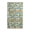 Mulberry silk scarf with elegant watercolor ink flower print in shades of green and blue - 176*110cm / Oil Painting Landscape Rice Field