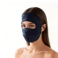 Premium mulberry silk full face sun protection mask facekini in elegant navy blue color - One Size / Navy Blue (9675-8)