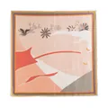 Elegant silk square scarf featuring artistic woman and floral oil painting style illustration - Mortal World (FHZ25-9821-1) / 86x86cm / Nude Pink