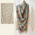 100% mulberry silk floral scarf large sun protection shawl for women elegant beach wrap - 176*110cm / Green Small Floral