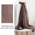 Elegant 100% mulberry silk long scarf featuring orange and grey geometric pattern - 176*110cm / Orange Blue Twisted Rope