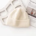 Premium soft cream white 100% wool knitted beanie winter hat for women daily wear - Vertical Ribbed Fold-Over Style (FHY25-7152-2)
