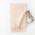 Elegant cream thickened sheep wool scarf featuring classic fringe tassels for winter - 30x200cm / Mottled Apricot