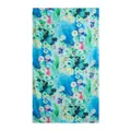 Vintage oil painting style silk scarf with vibrant floral patterns in blue and green shades - Watercolor Blue Flower / 176*110cm