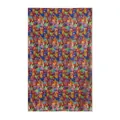 Elegant mulberry silk scarf shawl featuring a vibrant multicolor abstract folk-art print pattern - 176*110cm / Yellow Blue Funny Cat