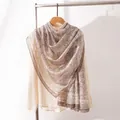Elegant mulberry silk scarf with bohemian floral pattern for women's vacation style - 176x110cm / Light Gray (FHZ25-90189-3)