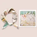 Elegant mulberry silk square scarf with pastel peony floral print, 53cm silk neckerchief - 53x53cm / Elegant Lily