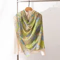 Elegant Bohemian floral print mulberry silk shawl wrap for women, perfect for vacation - 176*110cm / Patchwork Floral