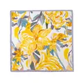Elegant silk scarf featuring a vibrant yellow floral print and a lavender border. - 53x53cm / Yellow Floral