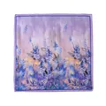 Elegant mulberry silk square scarf with purple floral wisteria print - 53x53cm / Wisteria Flower Cluster