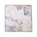 Elegant mulberry silk square scarf featuring delicate floral print on white background - 53x53cm / Light Purple Camellia
