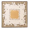 Eleganter gelber Seidenschal mit Magnolienblumen und geometrischem Muster-Design - Cremegelbe Retro-Spitze (FHZ24-9262-1)