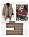 Stylish leopard print open front shawl with red border detail, 152x114cm large size - -25 Leopard Border Print Coffee