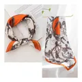 Elegant mulberry silk small square scarf with orange borders and butterfly patterns - 53x53cm / Orange Edge Butterfly