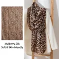 Elegant mulberry silk scarf featuring a classic leopard print pattern in brown tones - 176*110cm / Yellow Coffee Tortoise