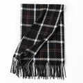 Classic black and brown plaid faux cashmere long scarf with soft fringes for winter - Classic Plaid (FH24-5857-2) / 62x200cm / Black
