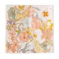 Elegant Hangzhou pure silk square scarf featuring muted oil painting floral patterns - Lily Yellow (FHZ25-9816-3)
