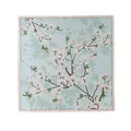 Elegant mulberry silk square scarf featuring delicate magnolia floral print on light blue background - 53x53cm / Light Blue Floral Branch
