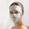 Premium silver silk sun protection face mask facekini providing full face UV protection shield - Silver Gray (9670-5)