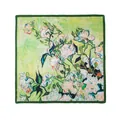 Elegant mulberry silk scarf featuring Van Gogh style floral rose print for women - 53x53cm / Oil Painting Rose