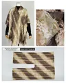 Detailed views of snake print faux cashmere poncho showing fabric and split design - Split Shawl / 152*114cm / Metallic Snake Print Coffee