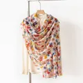 Elegant lightweight floral silk scarf for women, vibrant long wrap shawl for travel - 176*110cm / Multicolor Floral
