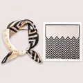 Elegant mulberry silk square scarf featuring chic chevron and gold polka dot pattern - 53x53cm / Wavy Dots Black