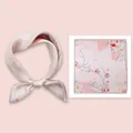 Elegant light pink mulberry silk square scarf with delicate floral peony pattern for women - 53x53cm / Light Pink Camellia