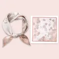Elegant light pink mulberry silk square scarf featuring a delicate vintage floral print design - 53x53cm / Elegant Peony Pink
