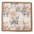 Elegant Hangzhou mulberry silk small square scarf with vintage floral print in beige tone - Vintage Peony Style (FHZ24-9310-1) / 53*53cm / Cream Yellow Peony (FHZ24-9310-1)