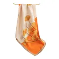 Elegant 70cm silk-like square scarf with orange ginkgo leaf print and beige color blocking - 70*70cm / Orange Ginkgo Patchwork