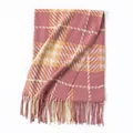 Eleganter Schal aus Kaschmirimitat mit rosa und gelbem Karomuster und weichen Fransen - 62*200cm / Gelb-Rosa