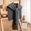 Eleganter dunkelgrauer gestrickter Streifenschal für Damen, warmes Winter-Accessoire - 40*93cm / Dunkelgrau