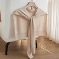Premium elegant beige cashmere knitted knotted shawl scarf for women high-end style - 48*112cm / Light Beige