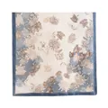 Elegant women's faux silk scarf featuring blue and beige chrysanthemum floral prints - 80*180cm / Grey Blue