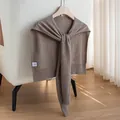 Premium brown goat cashmere knit shawl wrap for women featuring a stylish knot design - 48*112cm / Milk Tea Brown