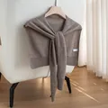 Elegant brown cashmere knitted knotted shawl wrap for women in a soft earth tone finish - 48*112cm / Light Milk Tea Brown
