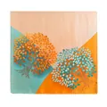 Elegant women's silk-like square scarf featuring a vibrant tree and leaf pattern - 80*180cm / Patchwork Leaves