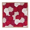 Eleganter quadratischer Schal aus Maulbeerseide mit rot-weißem Tulpen-Blumendruckmuster - Rotbraune Pfingstrose (FHZ24-9244-1)