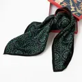 Elegant retro Chinese style mulberry silk scarf featuring green jacquard patterns in red gift box - Large Square / 106*106cm / Navy Blue (9020-1)