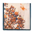 Square faux silk scarf featuring vibrant orange flowers and a cute cat print design - 80*180cm / Buds And Branches