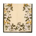 Elegant cream silk-like square scarf featuring white rose and golden chain floral print - 80*180cm / Beige Chain Gardenia