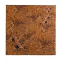 Retro Chinese silk scarf with golden waves and red-crowned cranes jacquard pattern - FHZ25-90281-1 Xiangyun Silk Hand-Rolled White Cranes in Clouds / 105*105cm