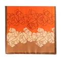 Floral print imitation silk scarf in vibrant orange and brown tones - 80*180cm / Orange