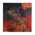 Exquisite Chinese style Xiangyunsha silk scarf featuring phoenix and peony floral pattern - FHZ25-90286-1 Xiangyun Silk Hand-Rolled Rebirth of Nirvana / 105*105cm