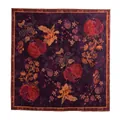 Elegant traditional Xiangyunsha silk scarf featuring a luxury purple pomegranate floral pattern - FHZ25-90287-1 Xiangyun Silk Hand-Rolled Blooming Pomegranate / 105*105cm