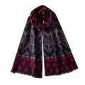 Elegant red and navy ethnic pattern mulberry silk long scarf with brushed texture - Double Sided Red Purple Rhombus / 180x30cm Pieces/Pack